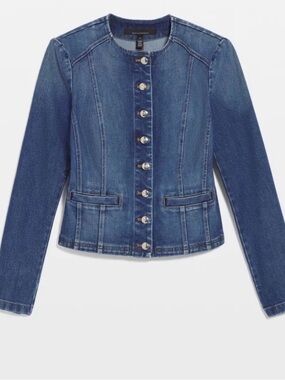 White House Black Market Dark Blue Denim Button-Front Jacket